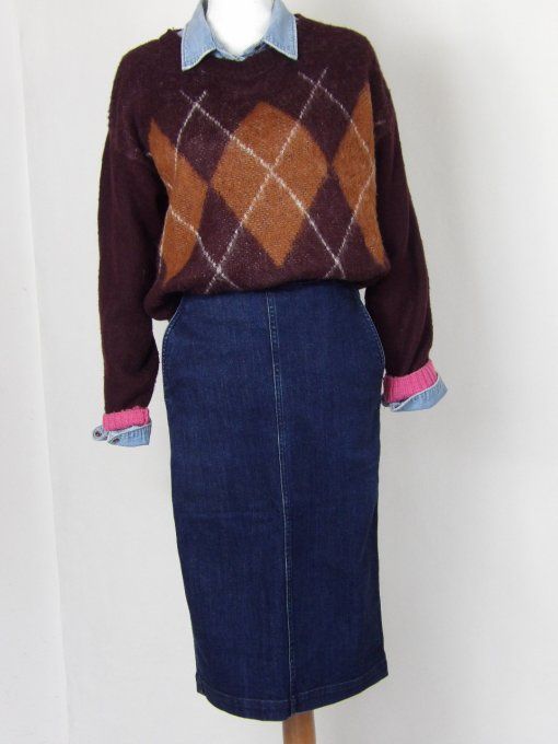 Jupe mi-longue en jean année 90's 
