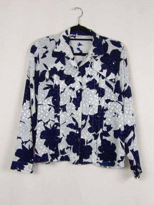 Chemise blanches a motifs bleu 